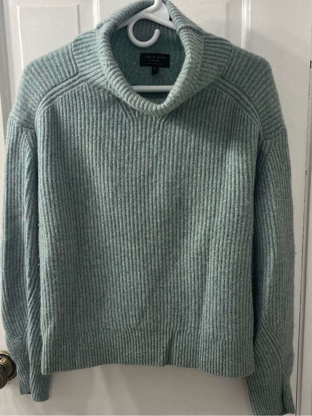 rag & bone Pierce Cashmere Turtleneck Sweater Green L Large